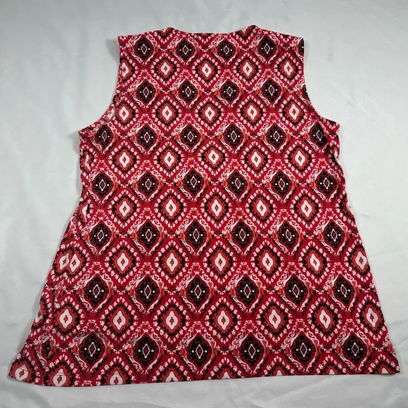 Dana Buchman Red and Black Geometric Sleeveless Blouse - Picture 3 of 6